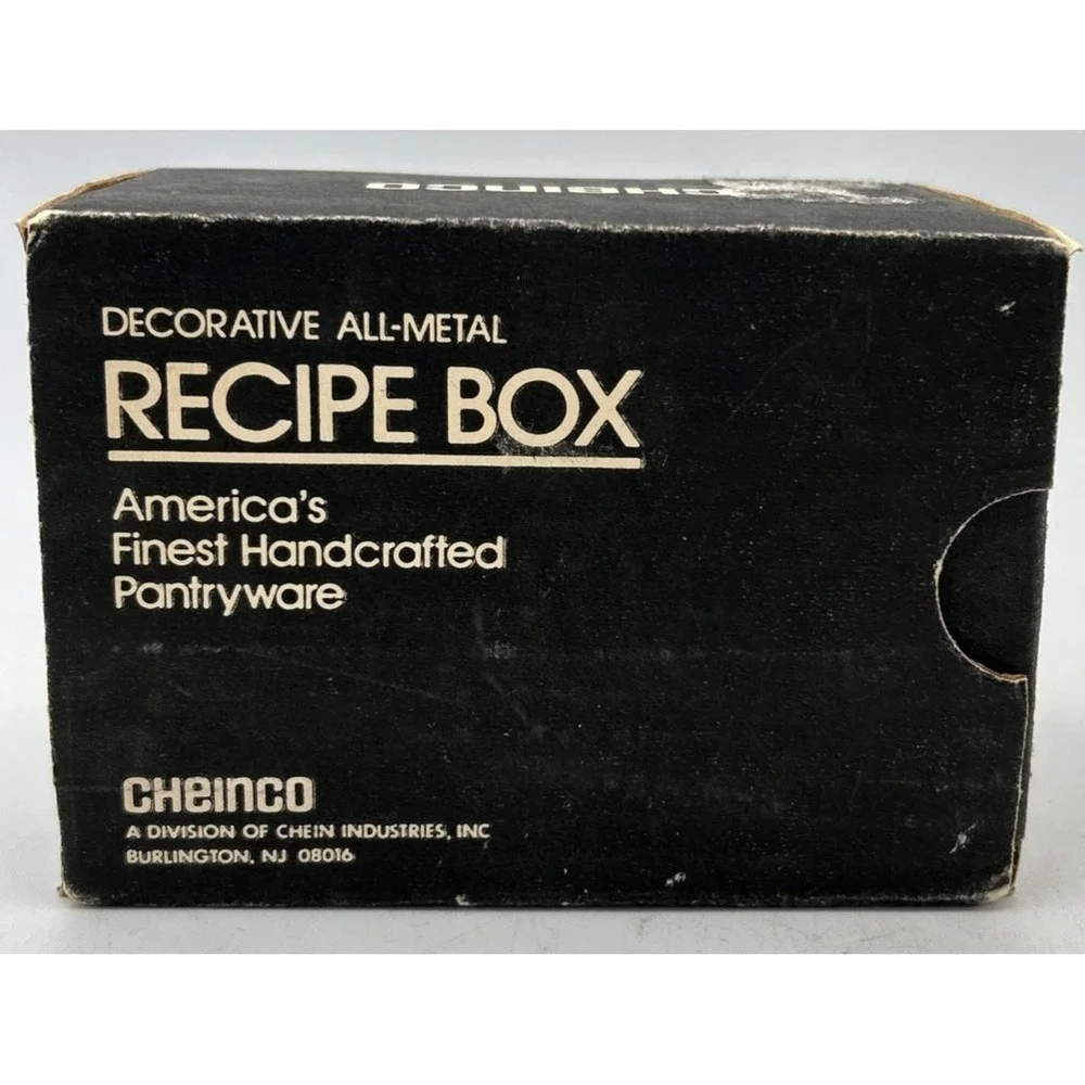 VTG Decorative All Metal Recipe Box Cheinco In Box NOS 5 1/8L X 2 7/8W X 3 5/8 H